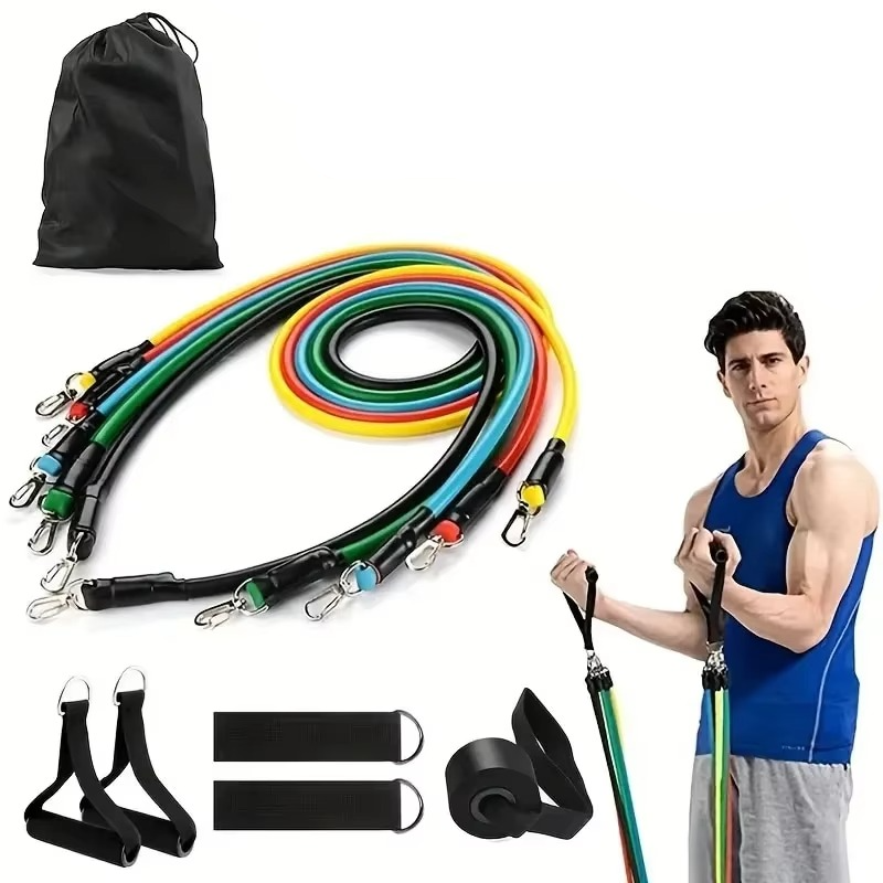 Home Gym 11pc Resistance Band Exercise Kit - Hehif