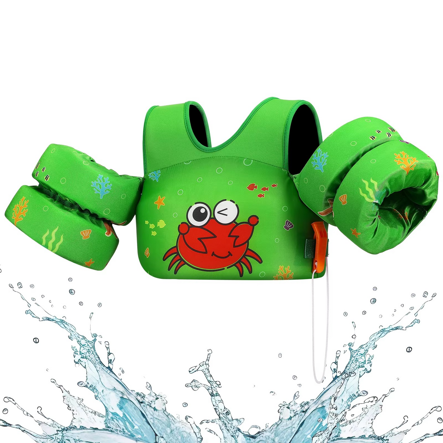 Childrens Swim Vest with Floaties and Safety Whistle
