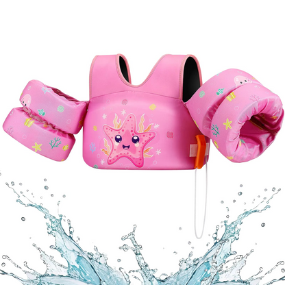 Childrens Swim Vest with Floaties and Safety Whistle
