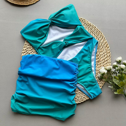 Sensual High Waist Bikini Set with Ruffled Swim Skirt