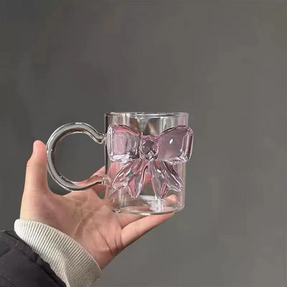 Delicate Rose Colored Glass Mug with Handle