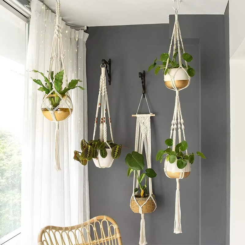 Bohemian Rope Plant Hanger for Indoor Outdoor Decor