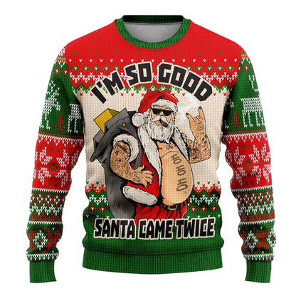 Humorous Xmas Tree Crew Neck Sweater for Men Women