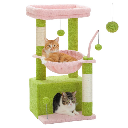 Cozy Cat Climbing Tower with Hideaway, Swing, and Scratcher