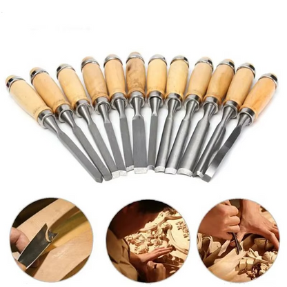 Precision 12pc Wood Carving Tool Kit for Craftsmen