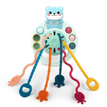 Interactive Baby Toy with Pull String and Teether