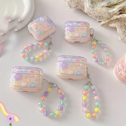 Colorful AirPods Case with Cute Rabbit Charm