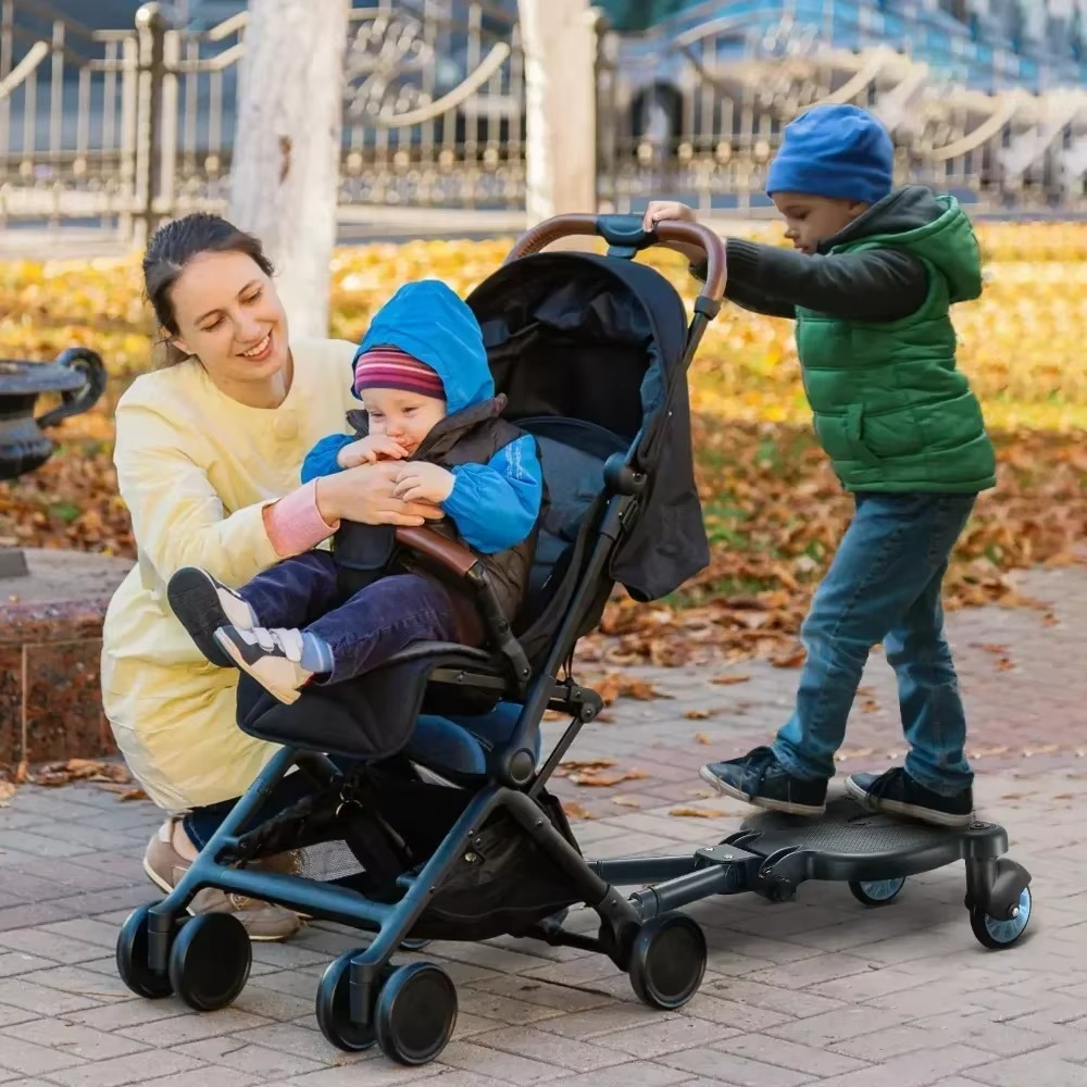 Double Stroller Rider Standing Platform with Removable Seat
