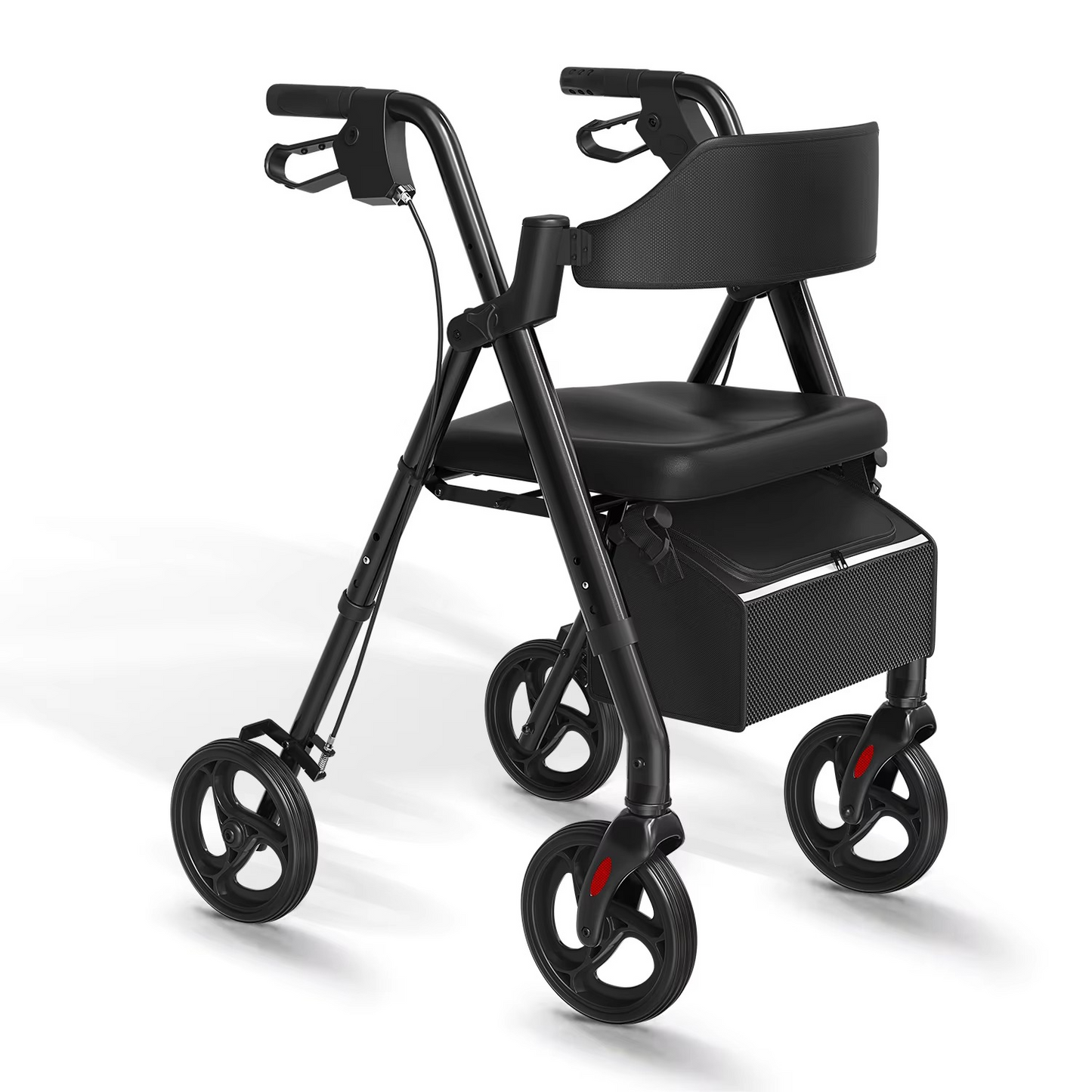 Compact Folding Walker with Seat and Large Wheels
