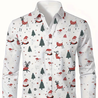 Mens Festive Santa Reindeer Dress Shirt