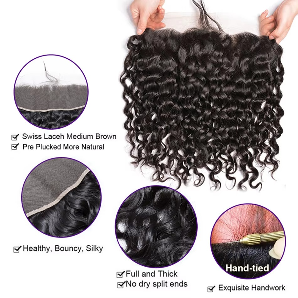 Luxury Deep Wave Peruvian Hair Bundles with Lace Closure