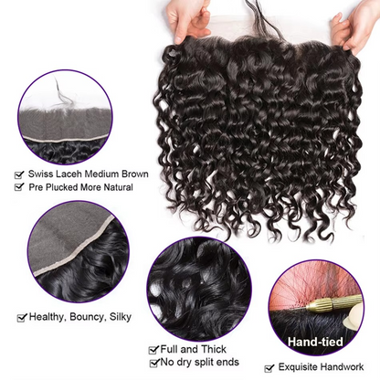 Luxury Deep Wave Peruvian Hair Bundles with Lace Closure