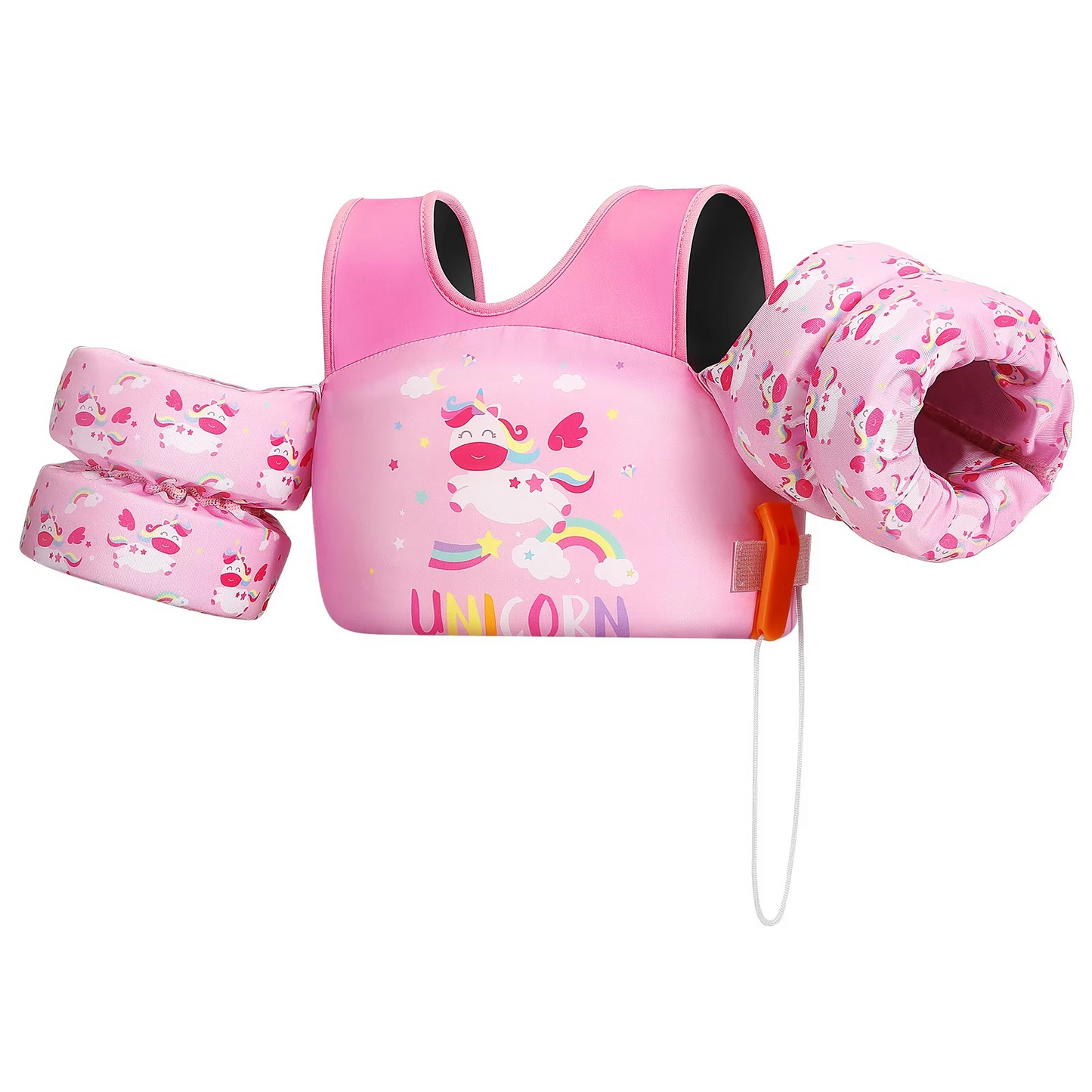 Childrens Swim Vest with Floaties and Safety Whistle