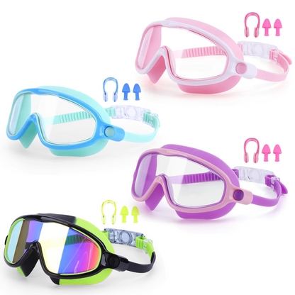 2-Pack Clear Vision Swim Goggles with Earplugs