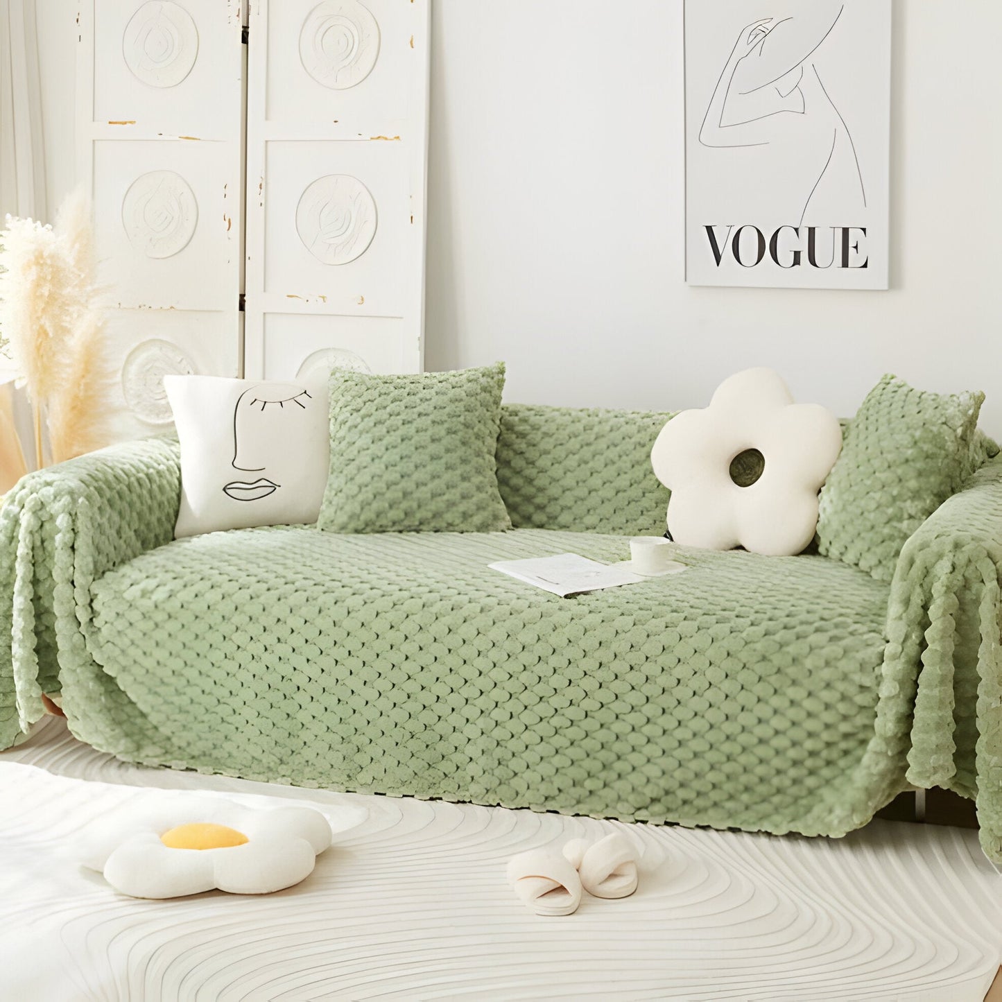 Soft Chenille Couch Slipcover, Stain Resistant Throw Blanket - Hehif