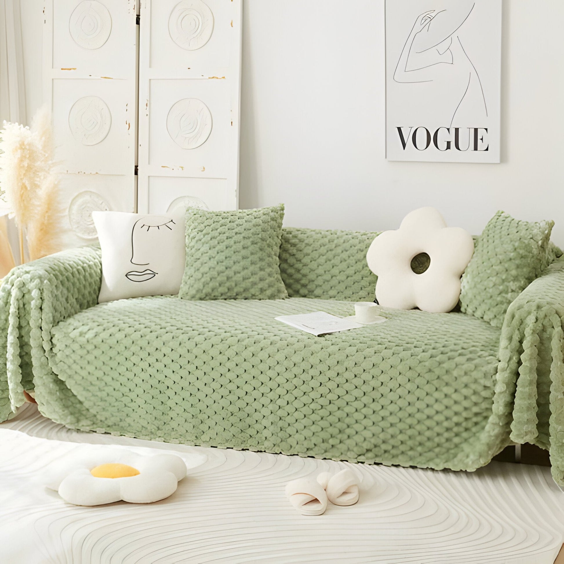 Soft Chenille Couch Slipcover, Stain Resistant Throw Blanket - Hehif