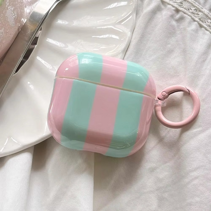 Colorful Striped AirPods Cover with Keychain