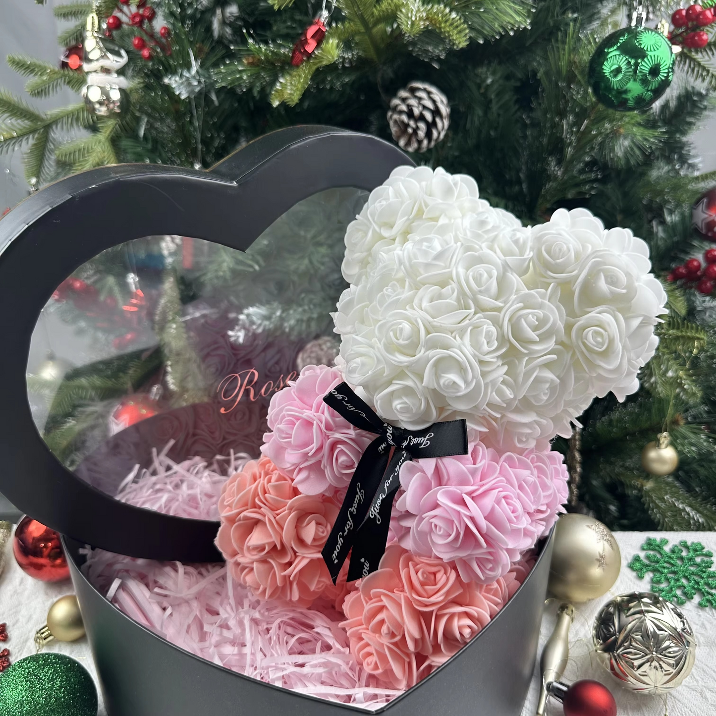 Lovely Rose Teddy Bear Figure in Gift Box