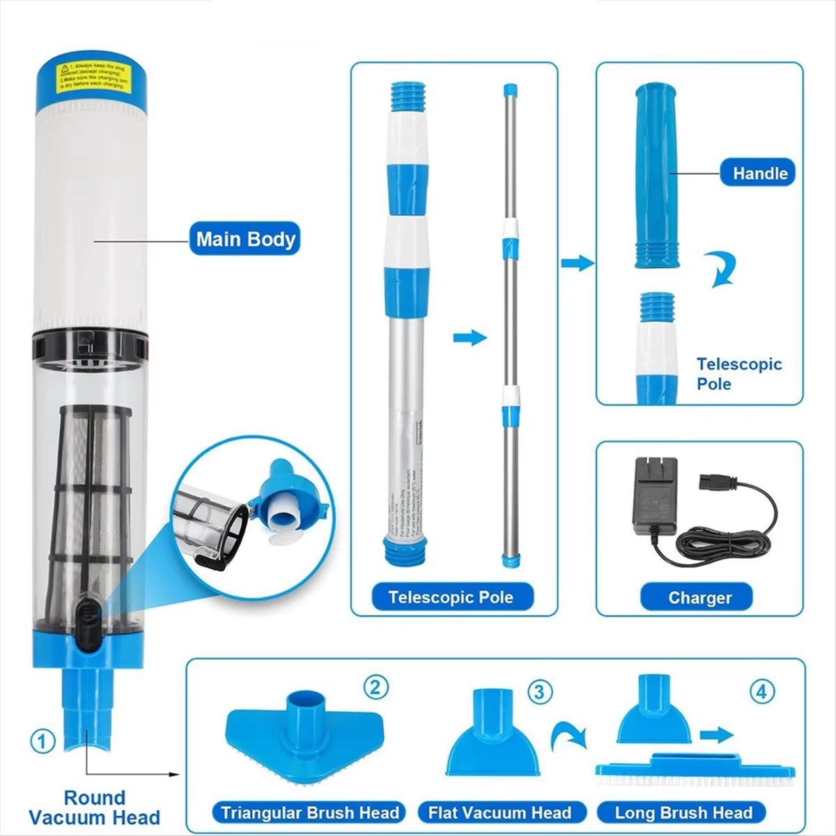 Portable Pool Cleaner and Spa Vacuum for Small Pools