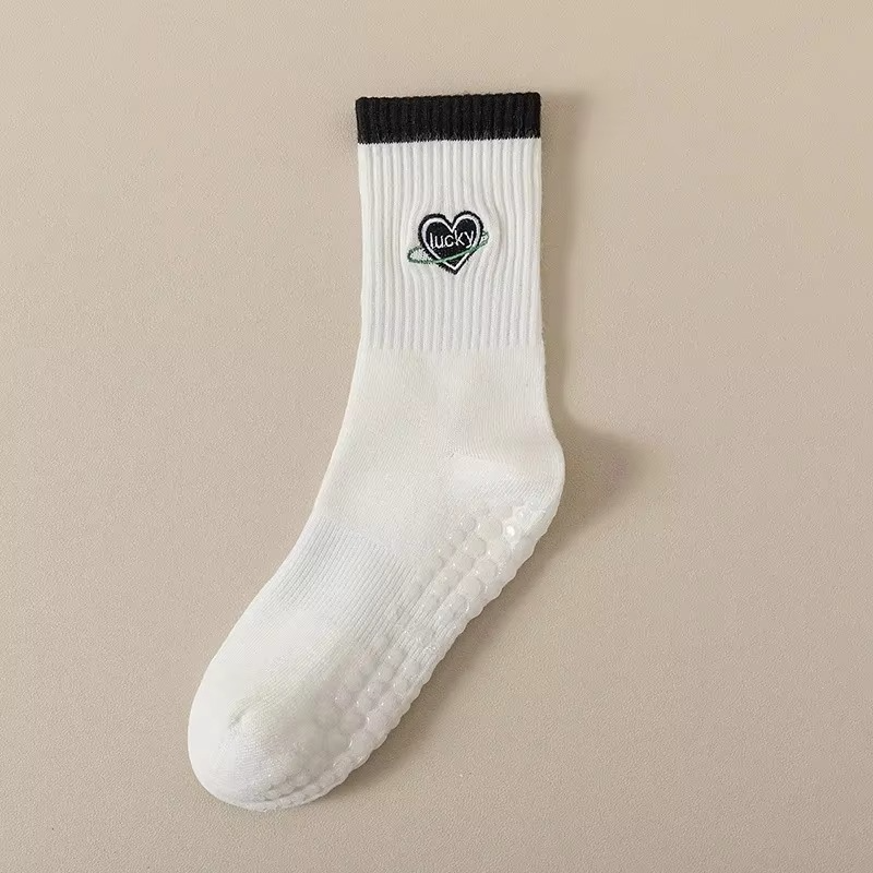 Comfortable Crew Striped Athletic Socks - Grip Sole, Moisture Wicking