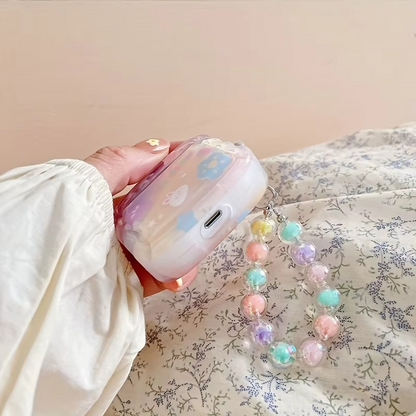 Colorful AirPods Case with Cute Rabbit Charm