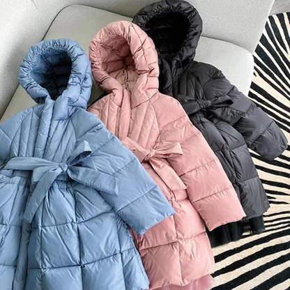 Warm Baby Girls Parka Coat with Mesh Detailing