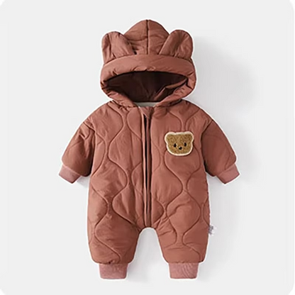 Warm Baby Snowsuit with Plush Fleece Lining for Kids