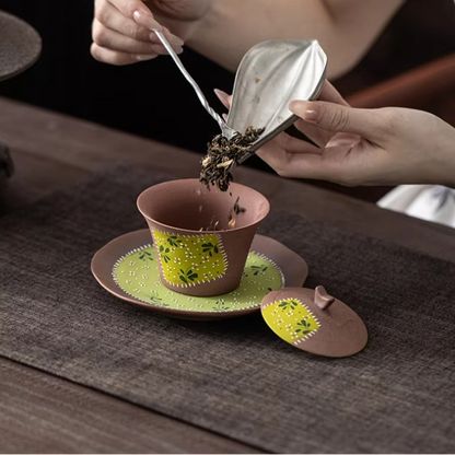 Colorful Floral Ceramic Gaiwan Tea Set