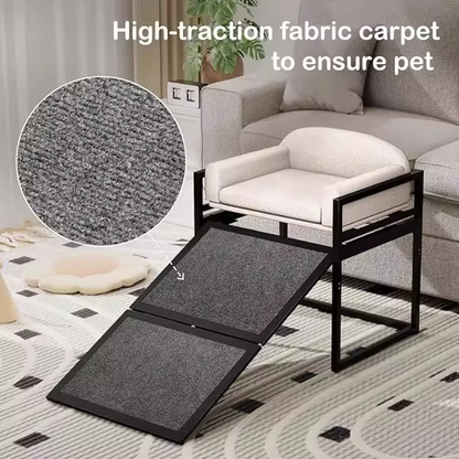 Sturdy Wooden Pet Stair with Easy Step Ramp