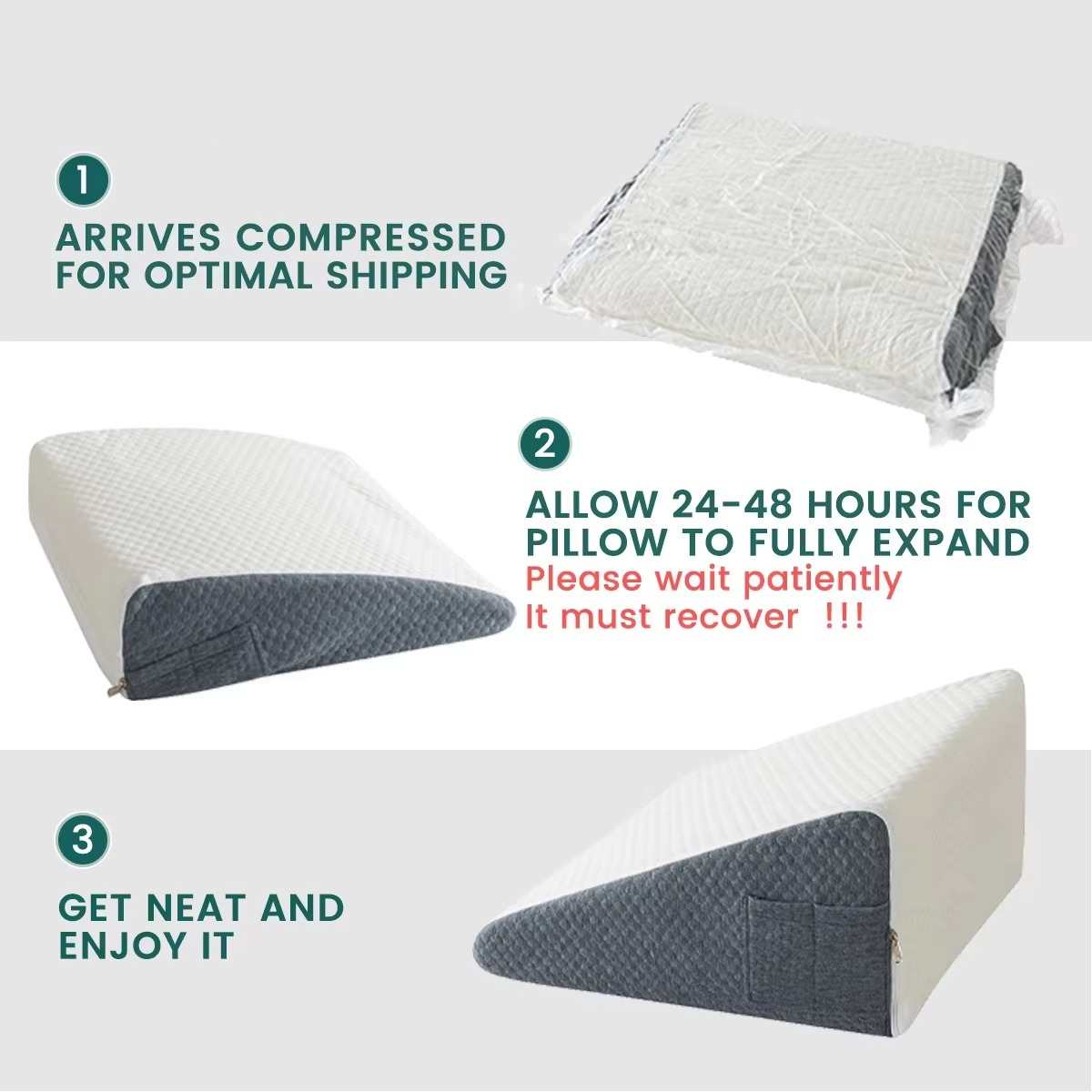 Supportive Foam Contour Wedge Pillows with Cooling Covers