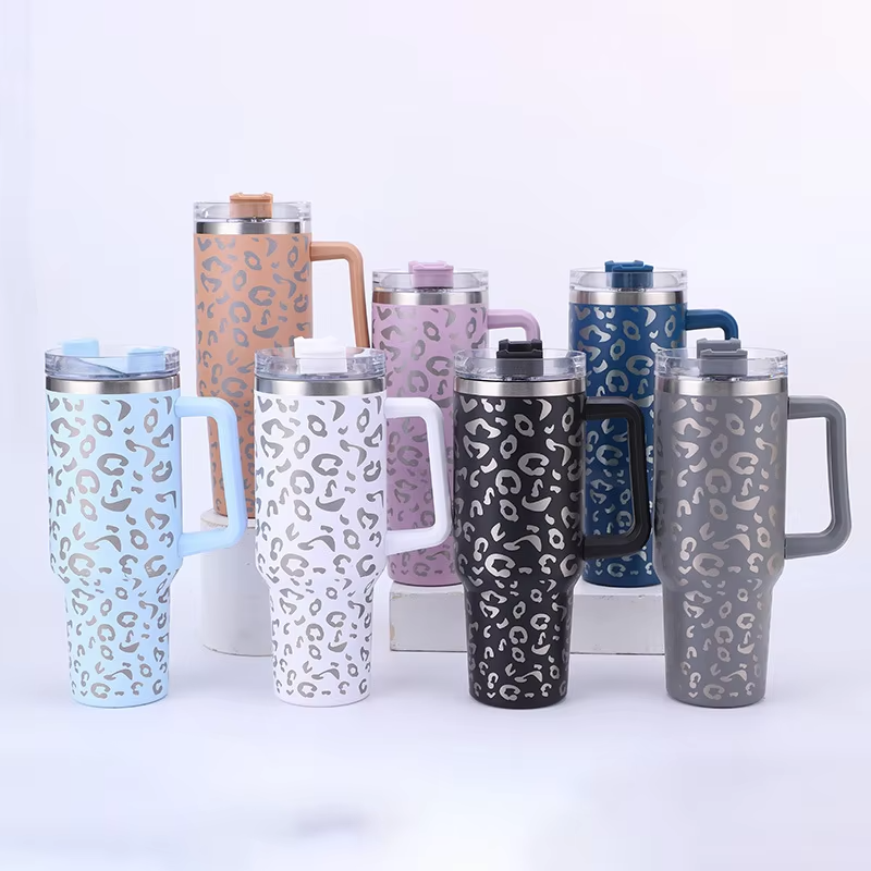 Colorful Patterned Stainless Steel Tumbler 40oz with Lid