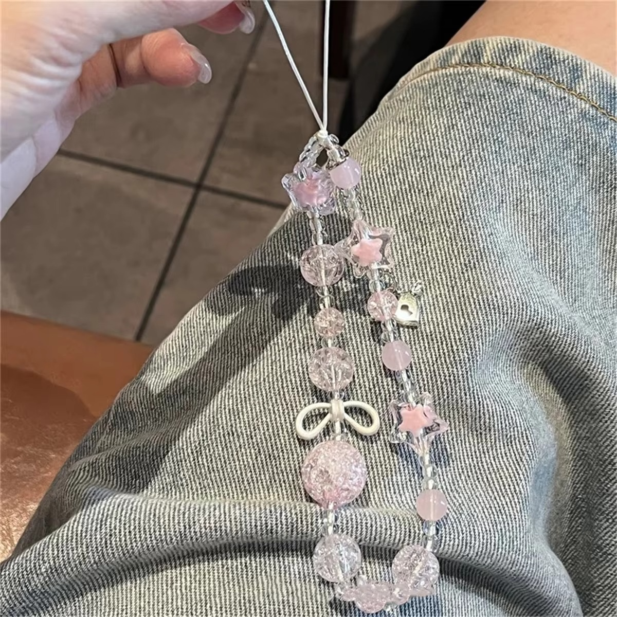 Pretty Pink Phone Charm with Bow Camera Accessory