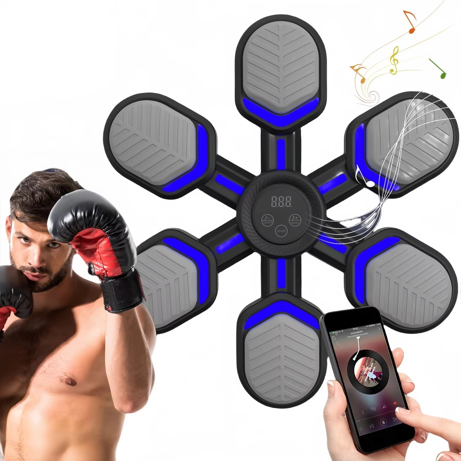 Interactive Boxing Pad with LED Screen and Bluetooth Connectivity - Hehif