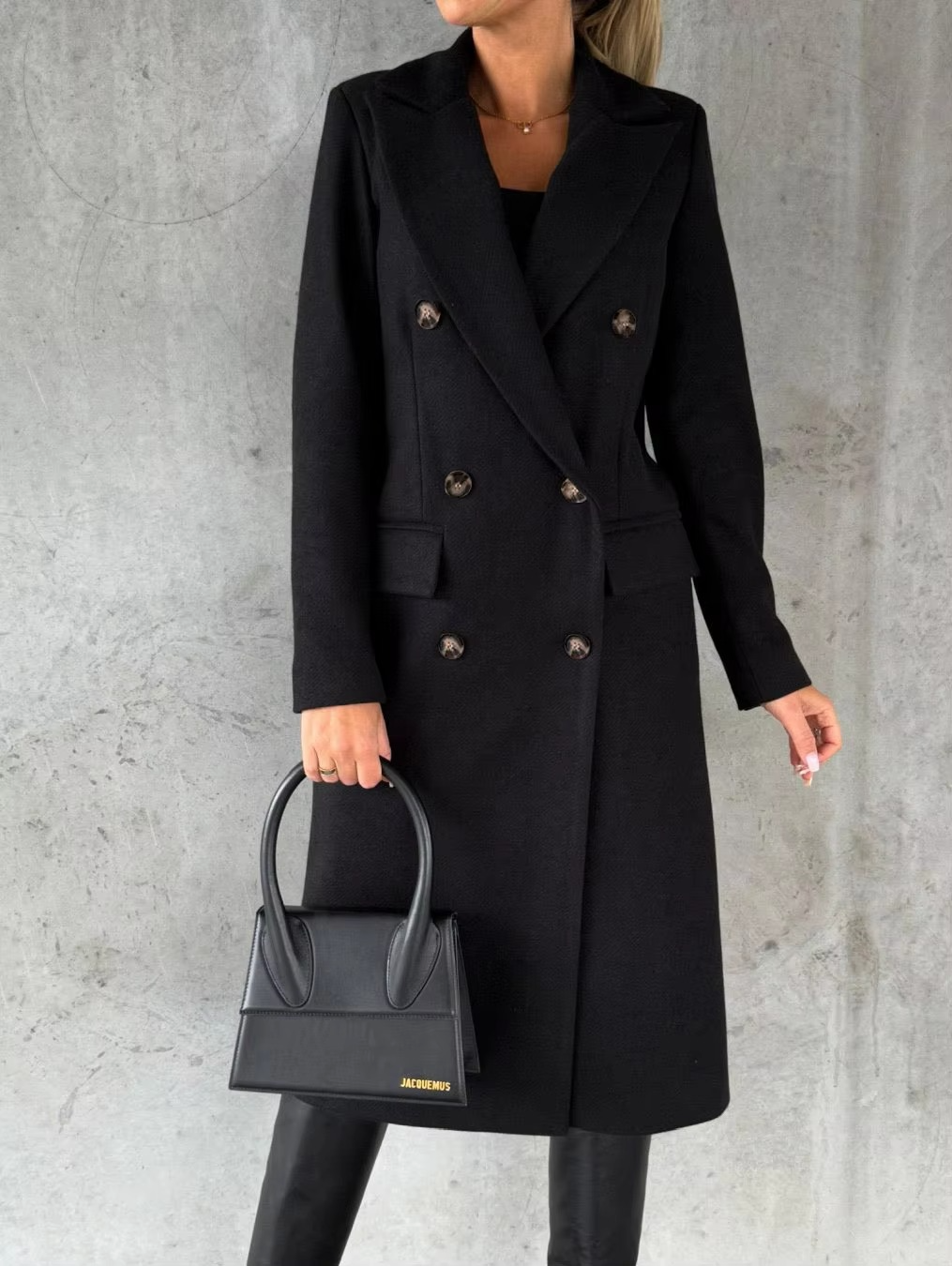 Classic Fit Women's Long Coat with Notch Collar