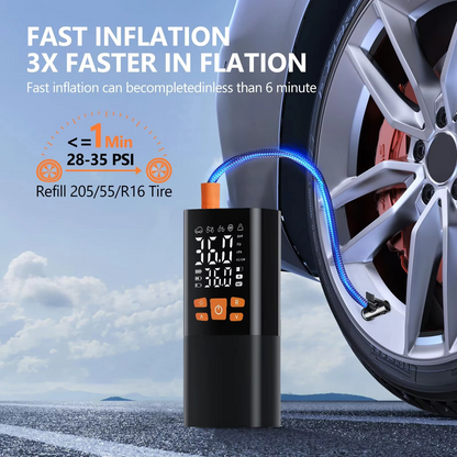 Compact Car Tire Air Pump, 180 PSI Rechargeable Compressor