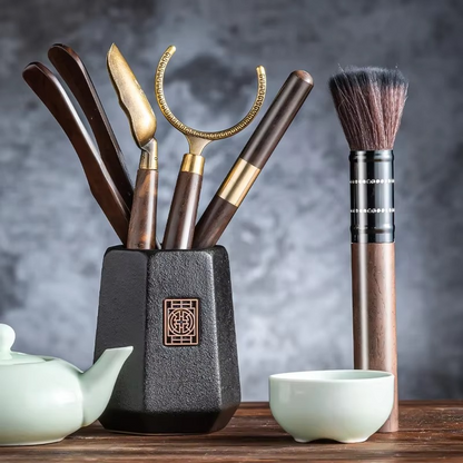 Traditional Japanese Tea Set with Tools and Accessories