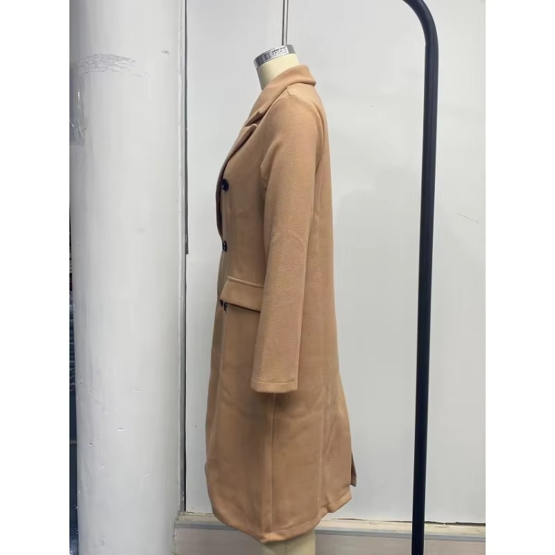 Classic Fit Women's Long Coat with Notch Collar