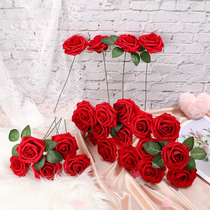 Natural Looking Red Silk Roses (Pack of 25/10)