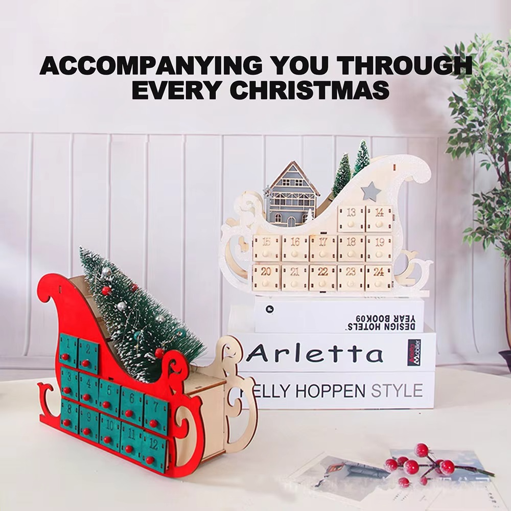 Durable Wooden Holiday Countdown Calendar Tree