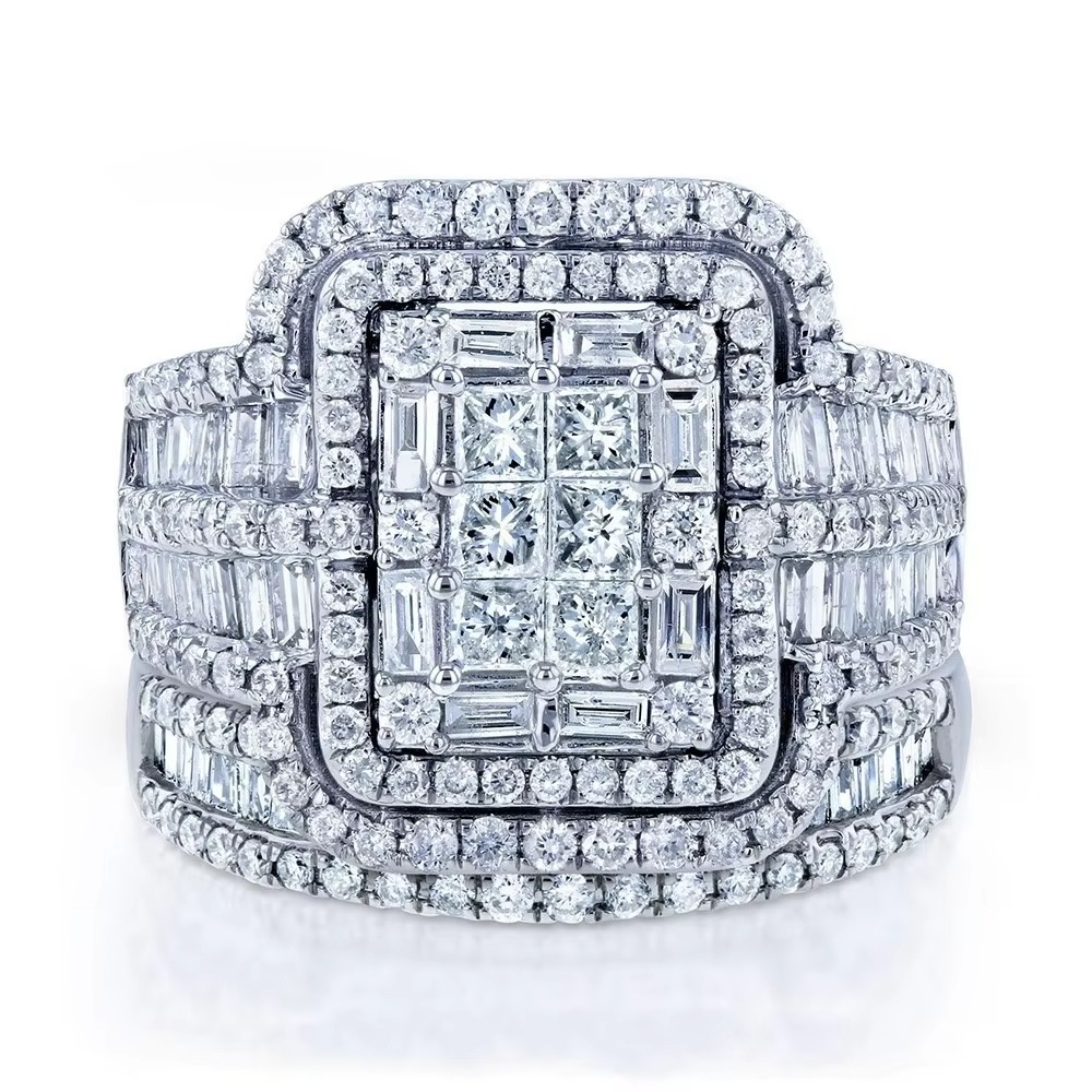 Luxurious White Crystal Wedding Ring Set for Women