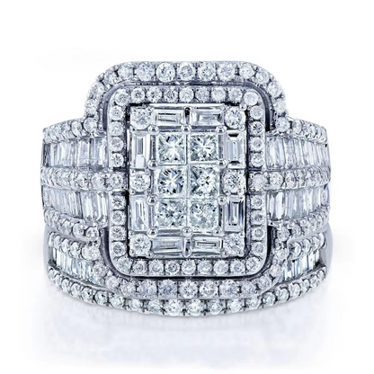 Luxurious White Crystal Wedding Ring Set for Women