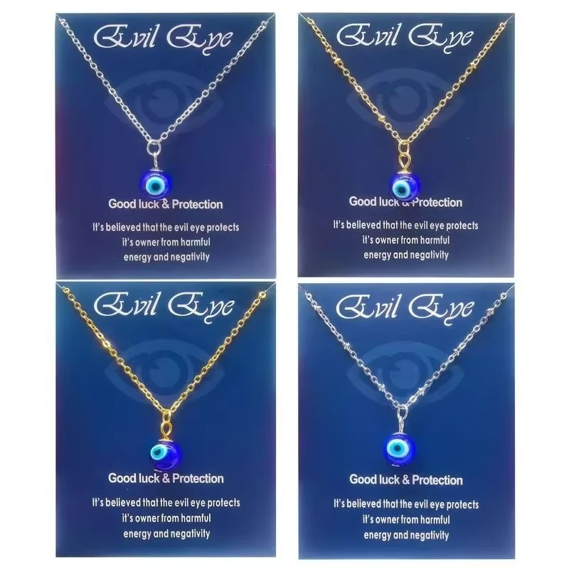 Protective Eye Bar Necklace in Silver Tone Steel