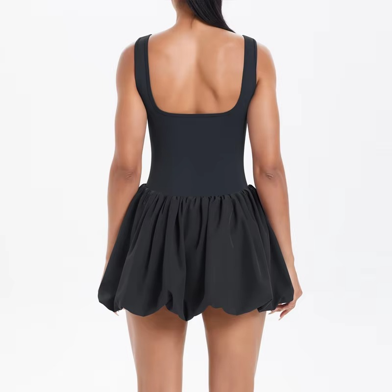 Women's Breathable Athletic Tennis Dress with Built-In Skirt