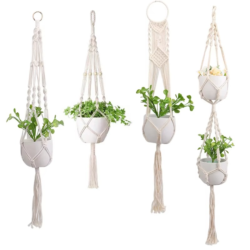 Bohemian Rope Plant Hanger for Indoor Outdoor Decor