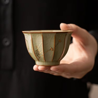 Delicate China Tea Set with Decorative Cups and Box