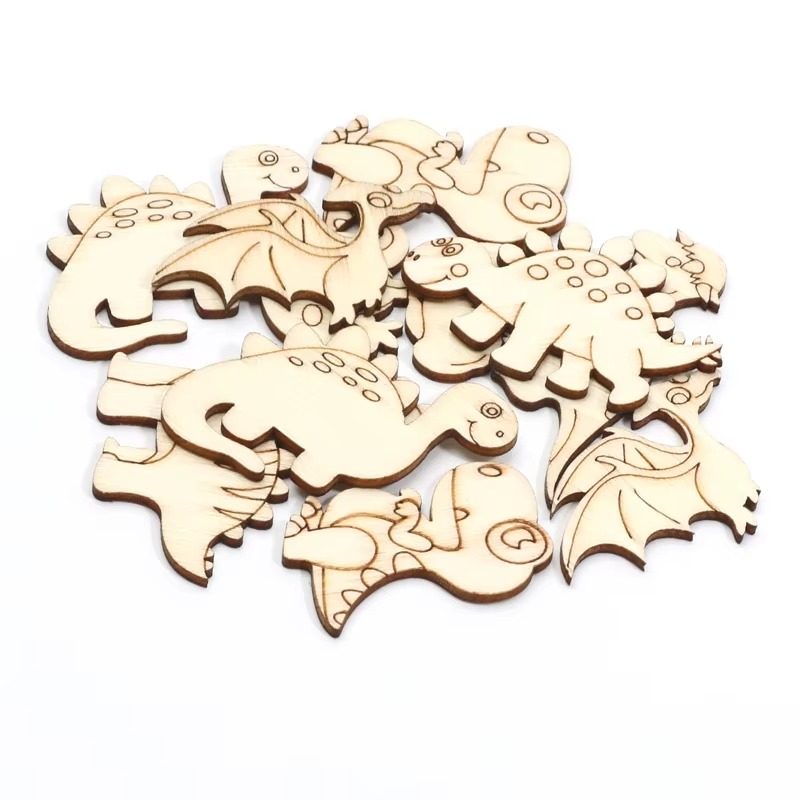 20pc Wood Dino Shapes for Crafting and DIY Projects