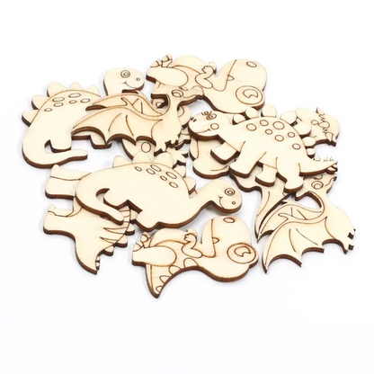 20pc Wood Dino Shapes for Crafting and DIY Projects