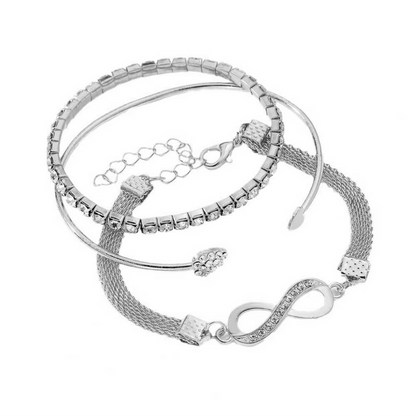 Sparkling Crystal Heart and Love Bracelet Set for Women