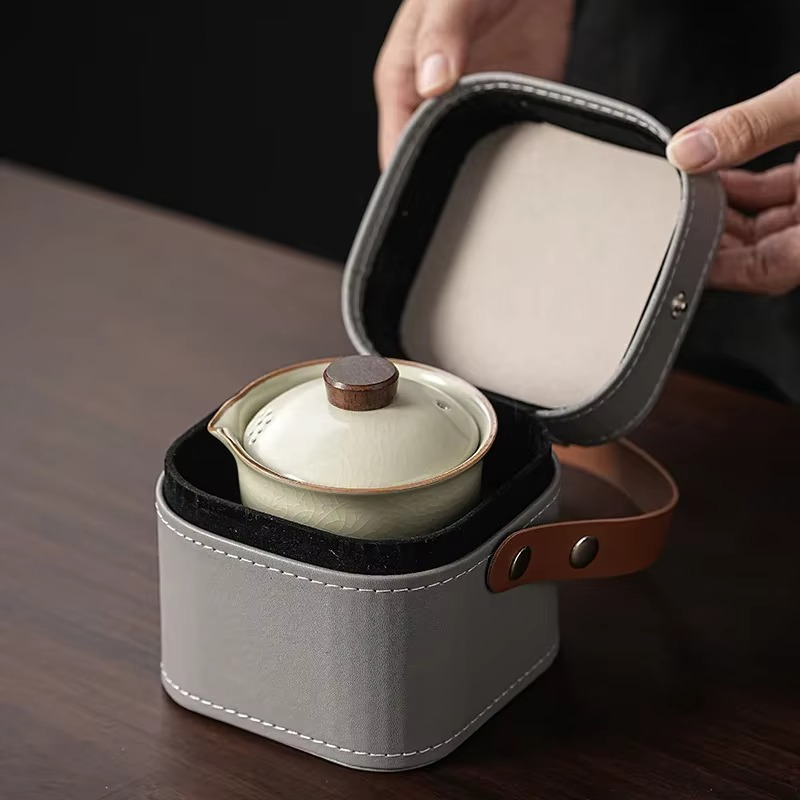 Compact Ceramic Tea Set for Home and Travel