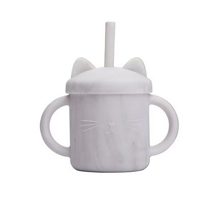 Cute Baby Silicone Sippy Cup with Easy Grip Handles